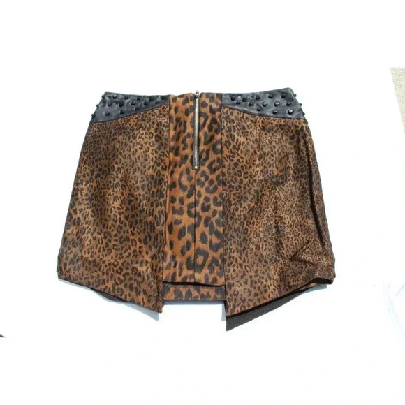 NEW Women's English Rose Cheetah Animal Print Gothic Rocker Mini Skirt Small - Picture 2 of 2